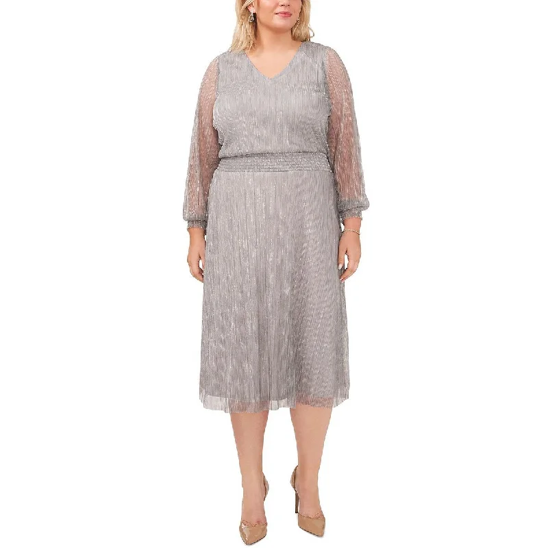 Plus Womens Metallic Midi Cocktail and Party Dress Tunics Hiking breathable