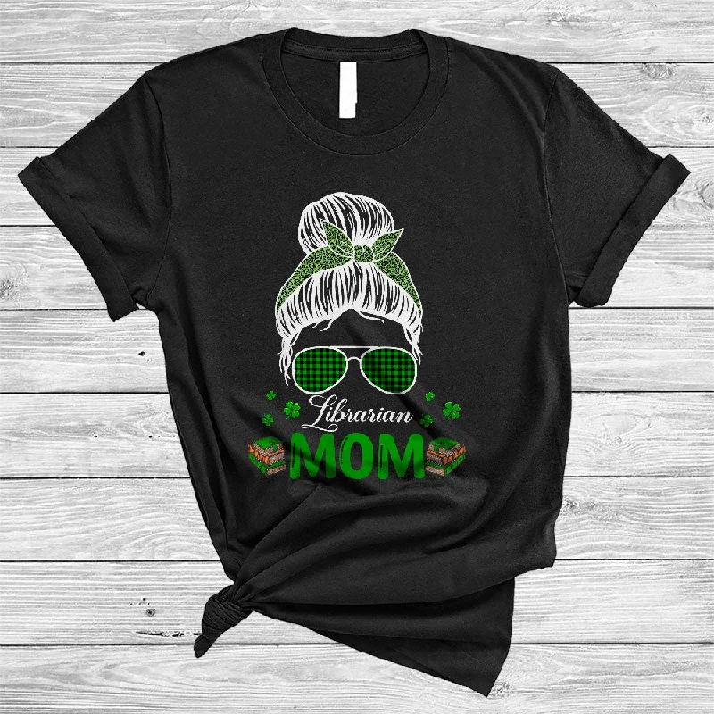 Librarian Mom, Awesome St. Patrick's Day Green Leopard Plaid Bun Hair Women, Shamrocks T-Shirt Spandex Blend Rayon Blend Denim Blend Librarian Mom, Awesome St. Patrick's Day Green Leopard Plaid Bun Hair Women, Shamrocks T-Shirt Spandex Blend Rayon Blend Denim Blend