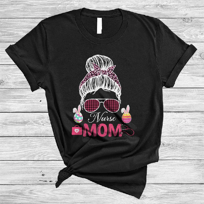 Nurse Mom, Awesome Easter Day Pink Leopard Plaid Bun Hair Women, Bunny Eggs T-Shirt Real Fur Shearling Chenille Nurse Mom, Awesome Easter Day Pink Leopard Plaid Bun Hair Women, Bunny Eggs T-Shirt Real Fur Shearling Chenille