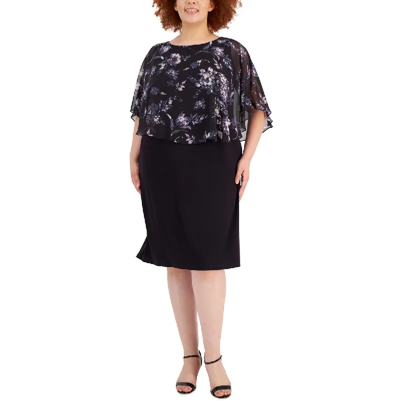Plus Womens Floral Midi Cocktail and Party Dress Tunics Office stylish
