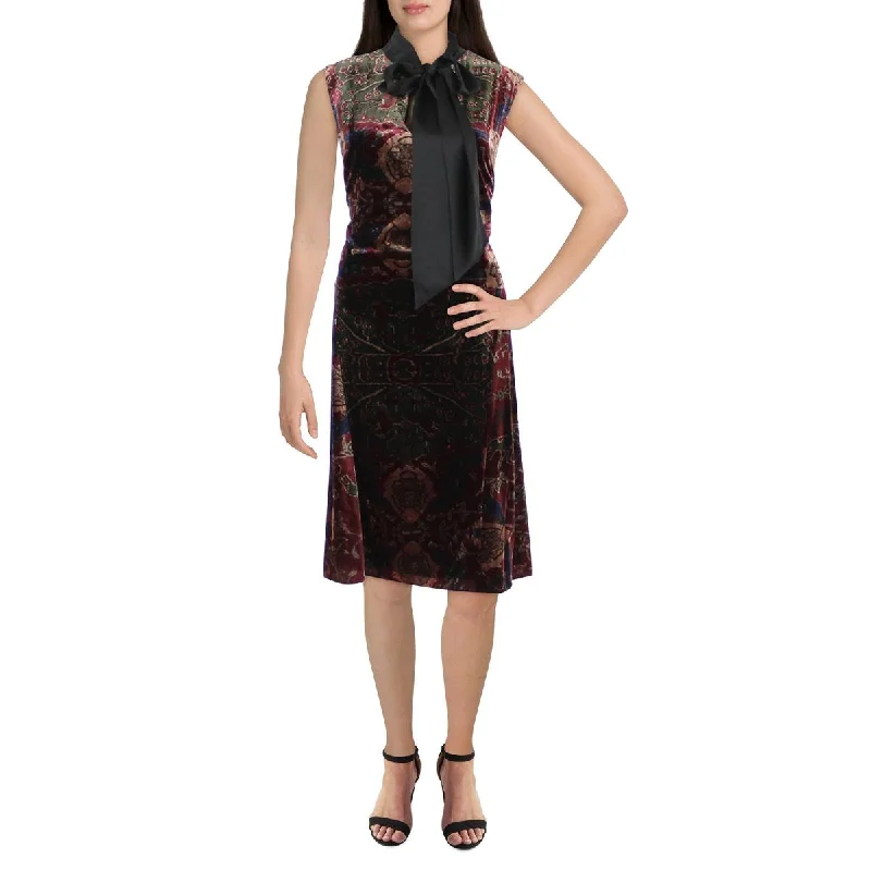 Plus Womens Velvet Printed Cocktail and Party Dress Tunics Sale discount