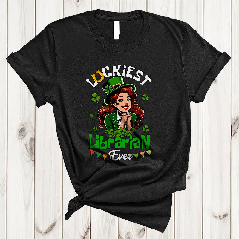 Luckiest Librarian Ever, Wonderful St. Patrick's Day Irish Girl Women, Lucky Shamrock Horseshoe T-Shirt Jersey Fabric Tulle Fabric Batik Fabric Luckiest Librarian Ever, Wonderful St. Patrick's Day Irish Girl Women, Lucky Shamrock Horseshoe T-Shirt Jersey Fabric Tulle Fabric Batik Fabric