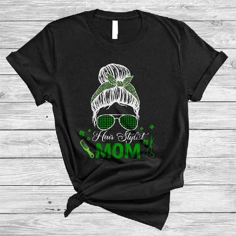 Hair Stylist Mom, Awesome St. Patrick's Day Green Leopard Plaid Bun Hair Women, Shamrocks T-Shirt Mesh Blend Leather Blend Suede Blend Hair Stylist Mom, Awesome St. Patrick's Day Green Leopard Plaid Bun Hair Women, Shamrocks T-Shirt Mesh Blend Leather Blend Suede Blend