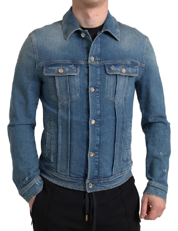Elegant Blue Denim Stretch Jacket Herringbone Jacket Checkered Jacket Solid Jacket