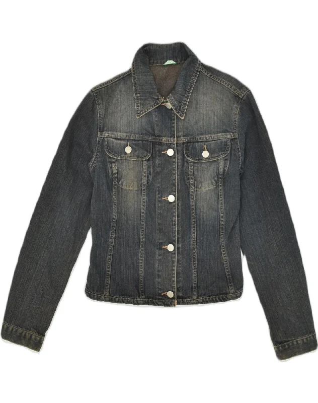 BENETTON Womens Denim Jacket UK 10 Small Blue Cotton Anorak Shell Jacket Lightweight Jacket BENETTON Womens Denim Jacket UK 10 Small Blue Cotton Anorak Shell Jacket Lightweight Jacket