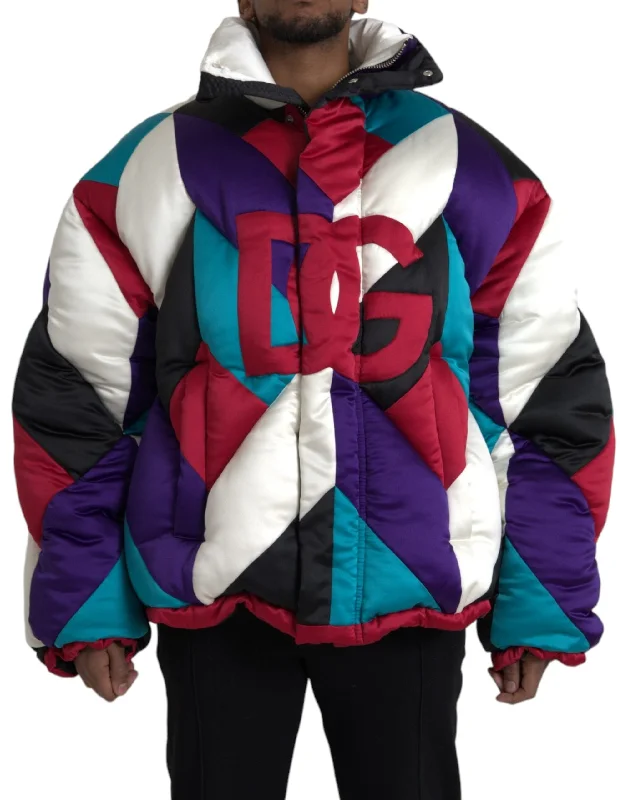 Multicolor Logo Windbreaker Puffer Jacket Rayon Fabric Velvet Fabric Corduroy Fabric Multicolor Logo Windbreaker Puffer Jacket Rayon Fabric Velvet Fabric Corduroy Fabric