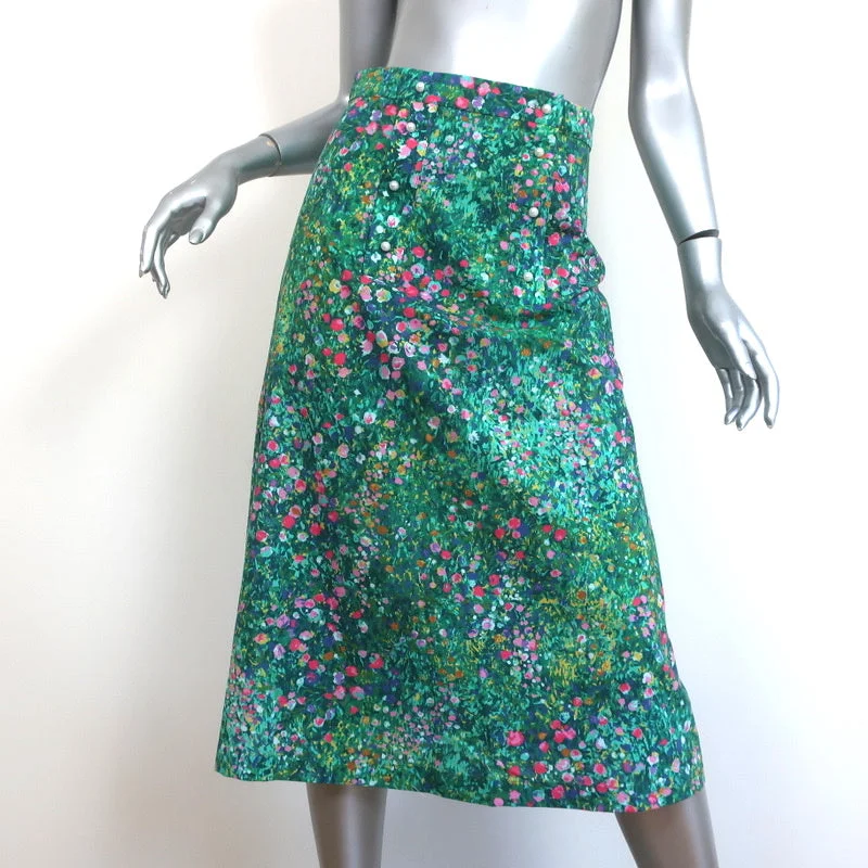 Batsheva Suffragette Midi Skirt Green Monet Floral Print Cotton Size 4 NEW linen skirt natural Batsheva Suffragette Midi Skirt Green Monet Floral Print Cotton Size 4 NEW linen skirt natural