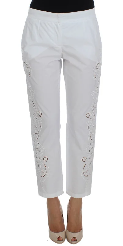 Dolce & Gabbana Elegant  Floral Cutout Dress Women's Pants Cozy Knit Pants