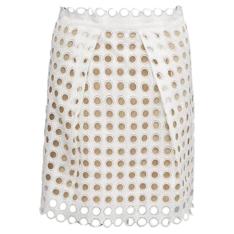 Chloe embroidery anglais eyelet laye silk lined skirt belted skirt waist