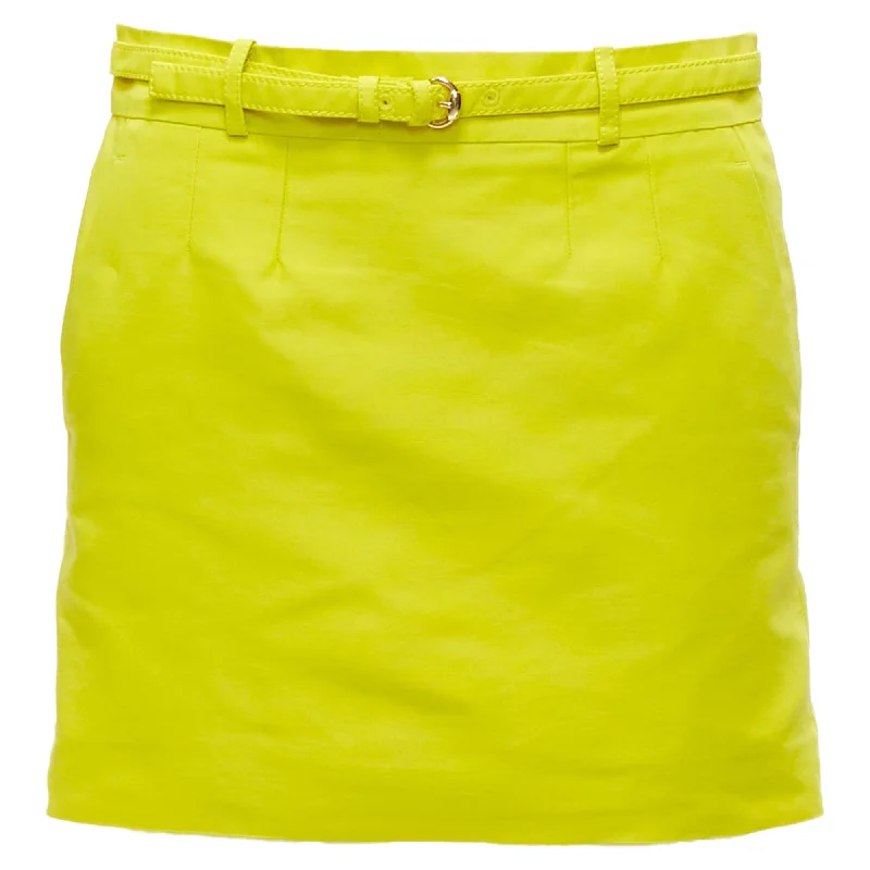 Gucci skinny belt darted slant pockets mini skirt cashmere skirt fine