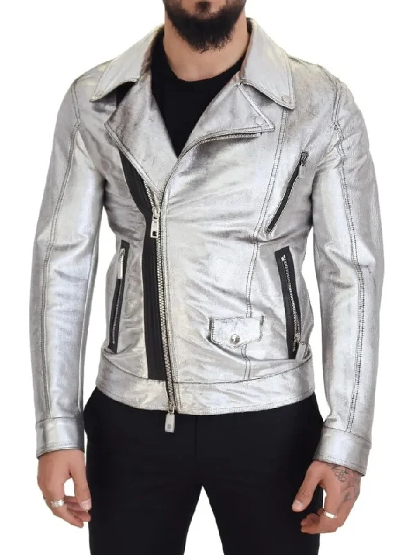 Silver Leather Biker Coat Lambskin Jacket Striped Jacket Polka Dot Jacket Floral Jacket Silver Leather Biker Coat Lambskin Jacket Striped Jacket Polka Dot Jacket Floral Jacket