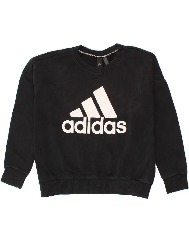 ADIDAS Womens Oversized Graphic Sweatshirt Jumper UK 16/18 Large Black Hoodie with Elastic Cuffs Stretchable Comfortable ADIDAS Womens Oversized Graphic Sweatshirt Jumper UK 16/18 Large Black Hoodie with Elastic Cuffs Stretchable Comfortable