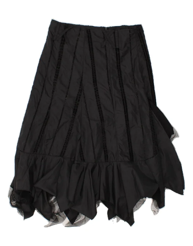 DERBY Womens Asymmetrical Skirt  Small W27  Black satin skirt smooth