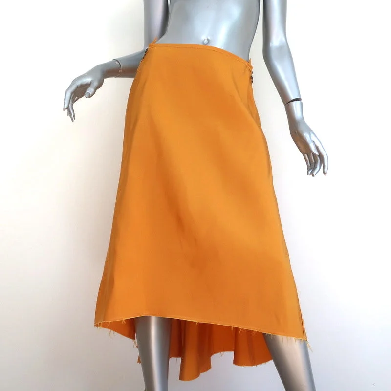 Lanvin Side-Zip Midi Skirt Marigold Silk Size 42 lace skirt romantic