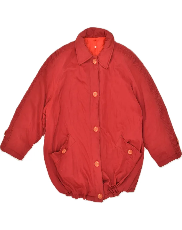 VINTAGE Womens Windbreaker Jacket UK 14 Medium Red Polyester Faux Fur Jacket Real Fur Jacket Shearling Jacket VINTAGE Womens Windbreaker Jacket UK 14 Medium Red Polyester Faux Fur Jacket Real Fur Jacket Shearling Jacket
