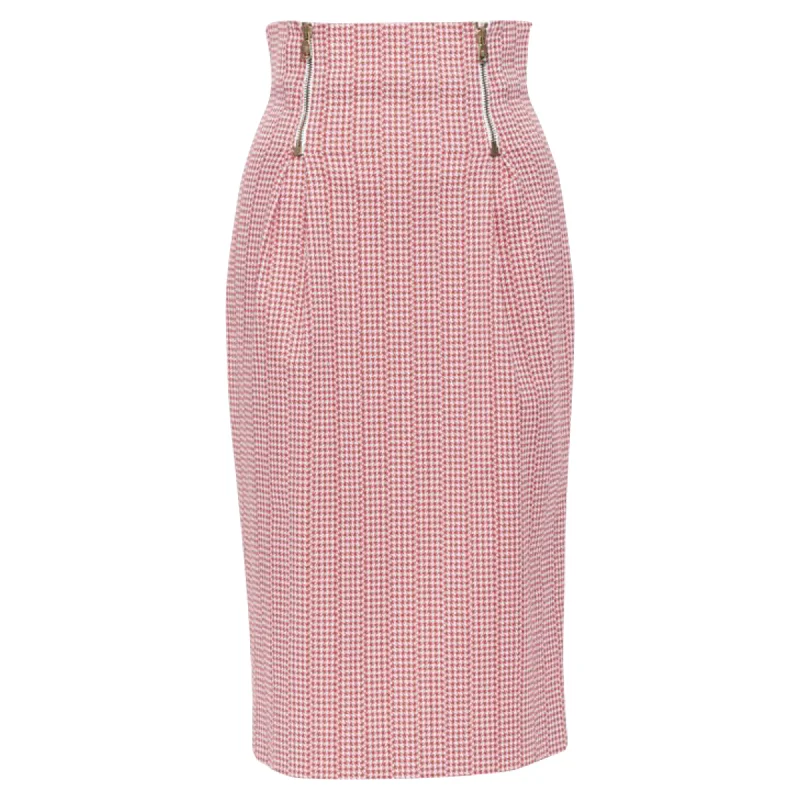 Versace houndstooth cotton blend Medusa zip high waisted skirt leather skirt modern
