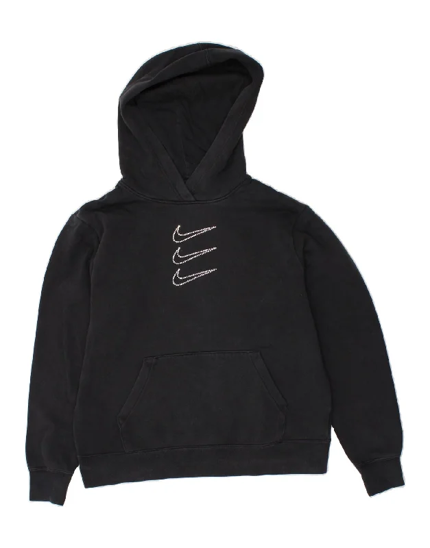 NIKE Womens Graphic Hoodie Jumper UK 14 Medium Black Cotton Hoodie with Double Zipper Versatile Adjustable NIKE Womens Graphic Hoodie Jumper UK 14 Medium Black Cotton Hoodie with Double Zipper Versatile Adjustable