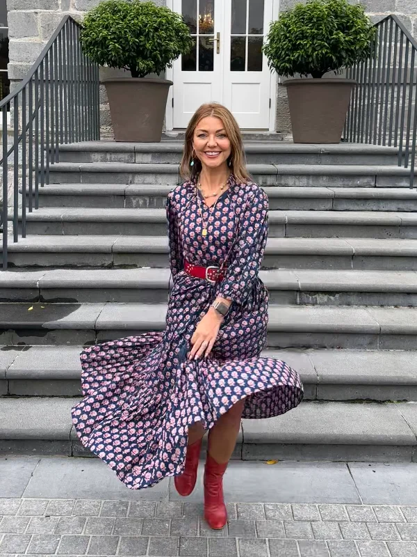‘ROISIN’ DRESS RED DAISY (LINED) Tunics Long Elegant