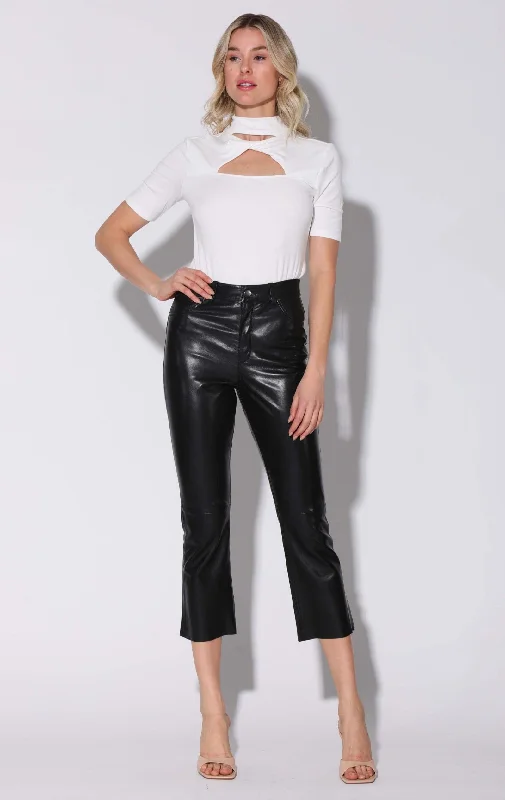 Selma Pant, Black - Leather Comfy Athletic Pants