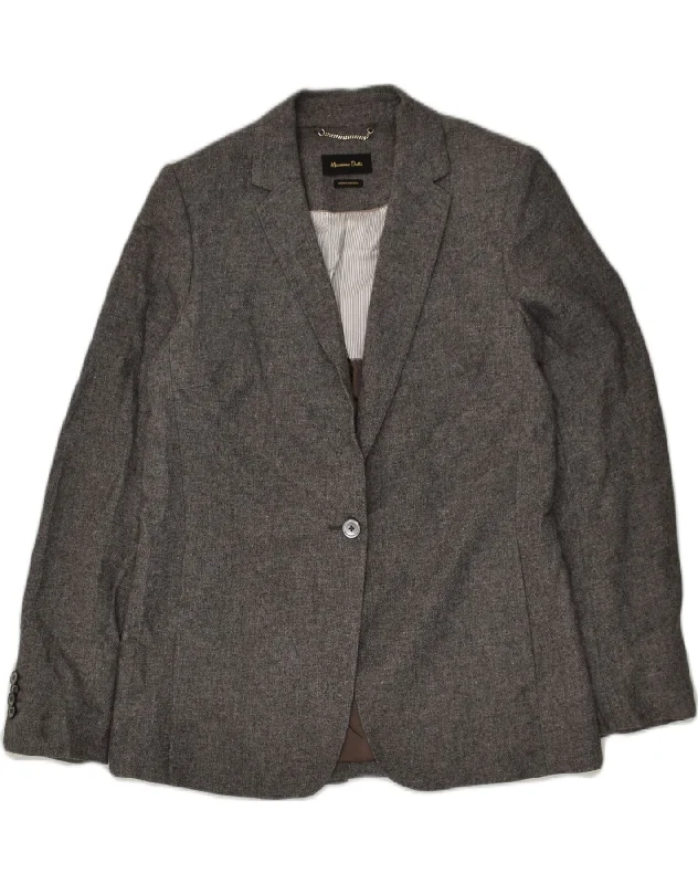 MASSIMO DUTTI Womens 1 Button Blazer Jacket US 10 Large Grey Alpaca Wool Embroidered Jacket Appliqued Jacket Beaded Jacket MASSIMO DUTTI Womens 1 Button Blazer Jacket US 10 Large Grey Alpaca Wool Embroidered Jacket Appliqued Jacket Beaded Jacket