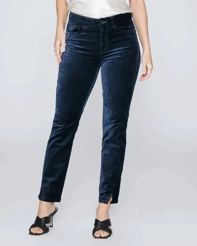 Cindy Twisted Seam Pants In Deep Navy Velvet Modern Bootcut Pants