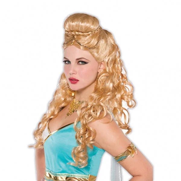 Ladies Blonde Grecian Wig Fancy Dress Ancient Roman Costume Tunics Evening elegant
