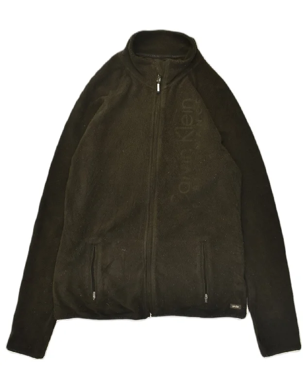 CALVIN KLEIN Womens Graphic Fleece Jacket UK 16 Large Khaki Polyester Hoodie Zip-Up Jacket Button-Up Jacket CALVIN KLEIN Womens Graphic Fleece Jacket UK 16 Large Khaki Polyester Hoodie Zip-Up Jacket Button-Up Jacket