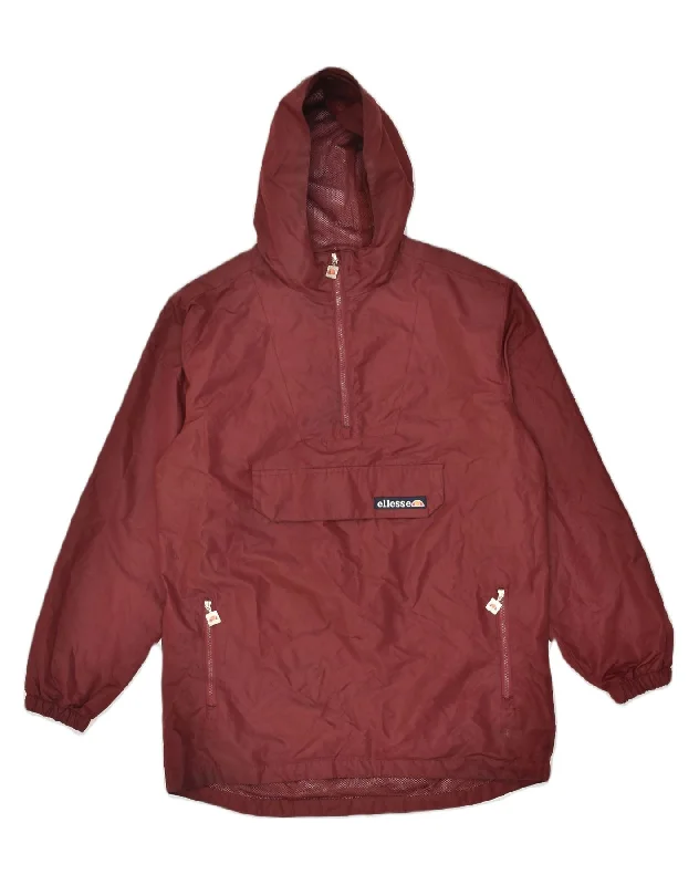 ELLESSE Womens Hooded Anorak Jacket UK 14 Medium Burgundy Polyester Cotton Fabric Linen Fabric Terry Fabric ELLESSE Womens Hooded Anorak Jacket UK 14 Medium Burgundy Polyester Cotton Fabric Linen Fabric Terry Fabric