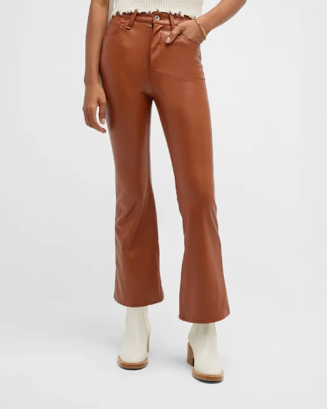Casey Faux Leather Flare Pants In Putty Brown Formal Dress Pants