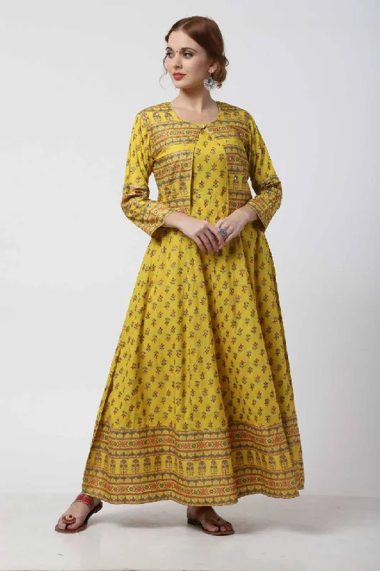 Women's Mustard Viscose Cotton Long Kalidar Kurta With Jacket - Cheera Wool Jacket Cashmere Jacket Tweed Jacket Women's Mustard Viscose Cotton Long Kalidar Kurta With Jacket - Cheera Wool Jacket Cashmere Jacket Tweed Jacket