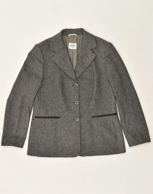 GIANFRANCO FERRE Womens 3 Button Blazer Jacket UK 14 Large Grey Front Pockets Side Pockets Patch Pockets GIANFRANCO FERRE Womens 3 Button Blazer Jacket UK 14 Large Grey Front Pockets Side Pockets Patch Pockets