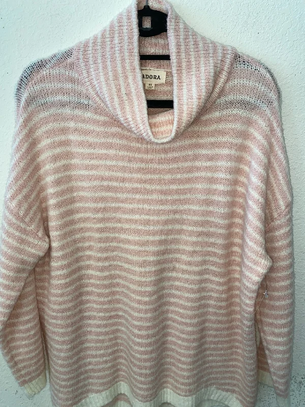 Pink Striped Adora Sweater/Sweatshirt Women's Embroidered Appliqued Beaded