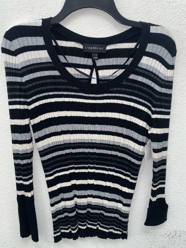 Black/Gray/White Lane Bryant Sweater/Sweatshirt Women's Glossy Satin Silk