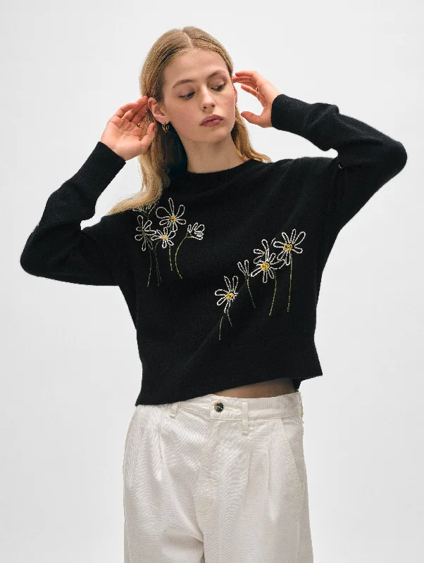 Cashmere Embroidered Crewneck