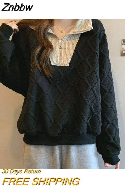 Znbbw selling new sweater zipper three-dimensional diamond fashion sweater casual warm sweater in autumn and winter