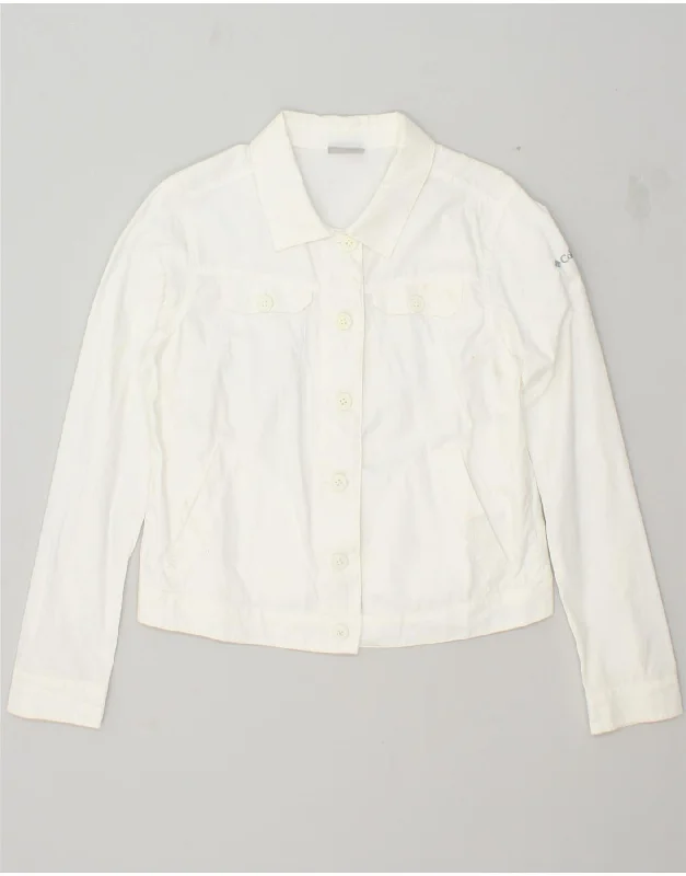 COLUMBIA Womens Crop Bomber Jacket UK 14 Medium White Cotton