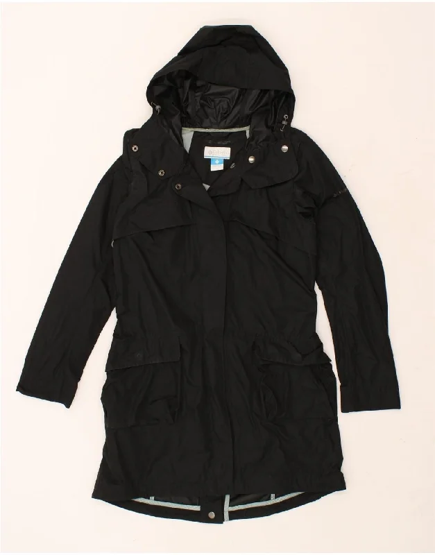 COLUMBIA Womens Hooded Raincoat UK 10 Small Black Polyester