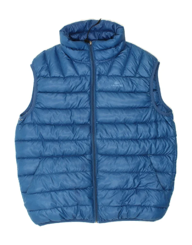 LACOSTE Womens Padded Gilet Size 52 2XL Blue Polyamide