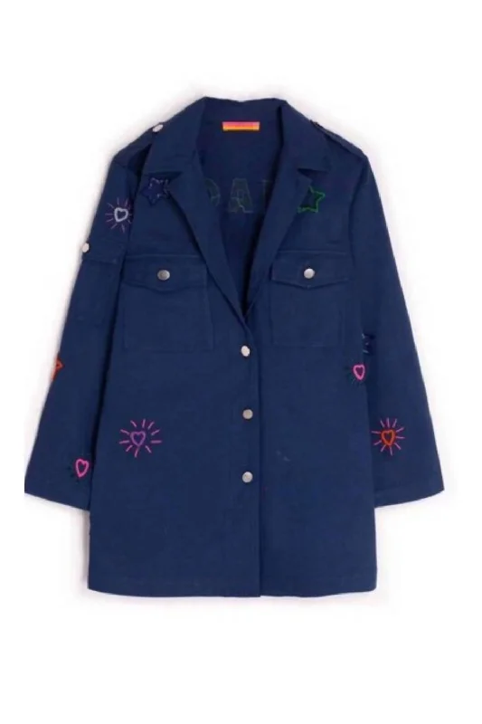 Linette Embellishment Jacket In Navy