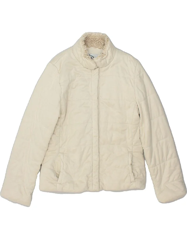 MARELLA Womens Padded Jacket UK 10 Small Beige Acrylic