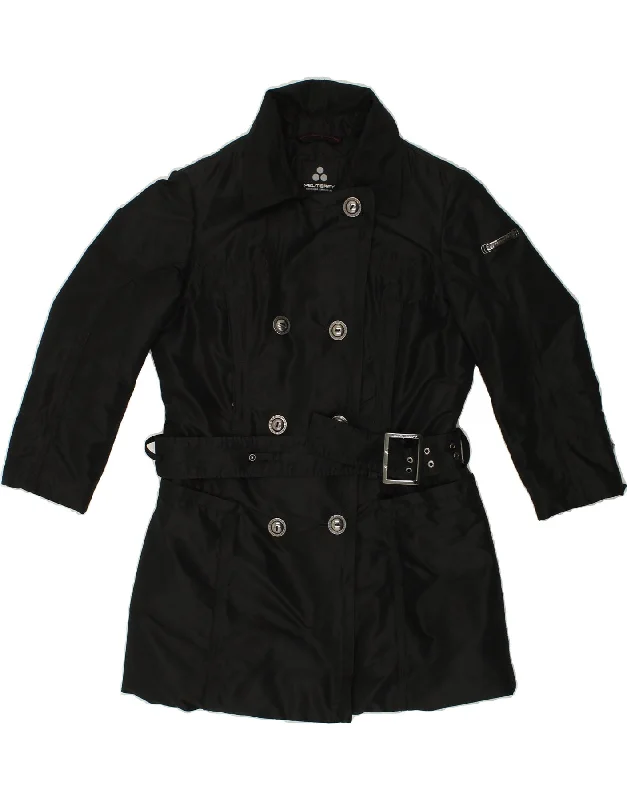 PEUTEREY Womens Double Breasted Coat IT 42 Medium Black Polyester