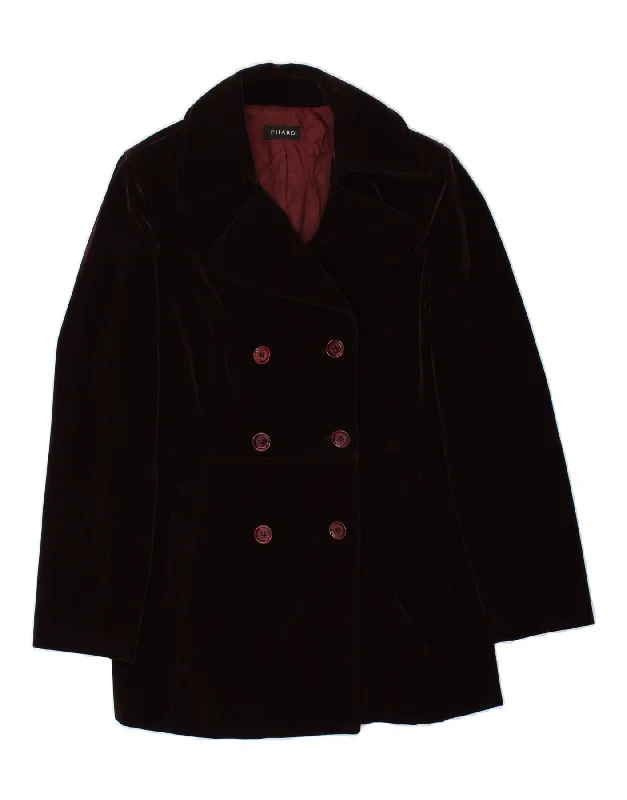 PHARD Womens Double Breasted Coat IT 40 Small Burgundy Polyester