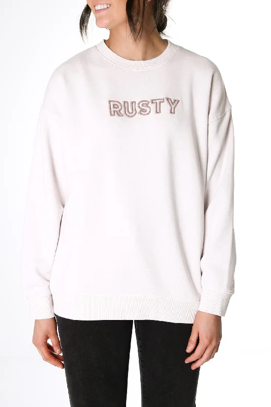 Rusty Essentials Boyfriend Crew Fleece Lilac Marble