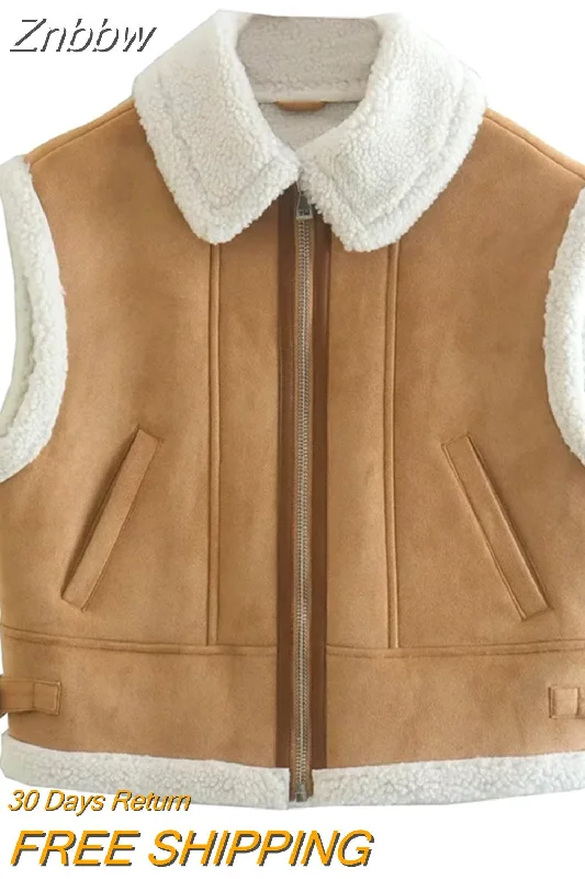 Znbbw Autumn Spring Vest Coat Women Jacket Splice Sleeveless Waistcoat Coat Ladies Warm Outwear Tops