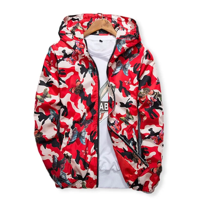 Znbbw High Quality Women Windbreaker Jacket Spring Summer Camo Thin Female Camouflage Butterfly Windbreaker Coats Hooded