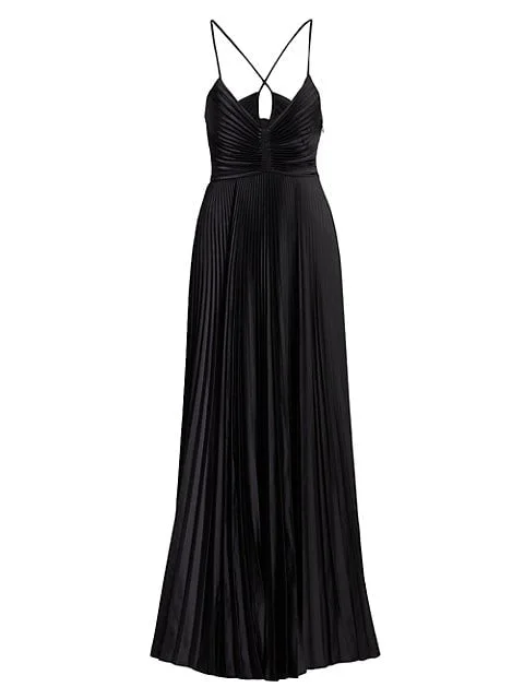 Aries Satin Pleated Dress Black