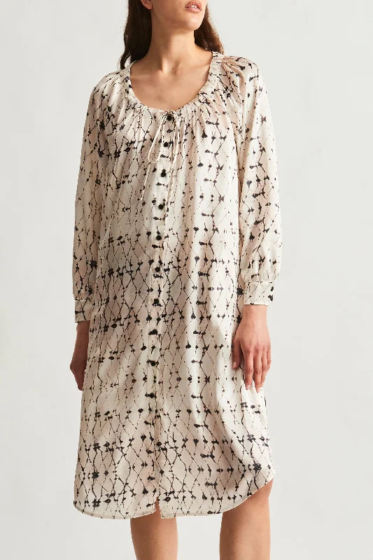 Silk Charmeuse Diamond Cream Masai Midi Dress