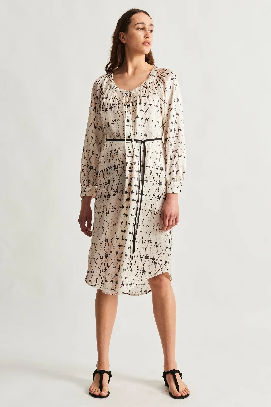 Silk Charmeuse Diamond Cream Masai Midi Dress