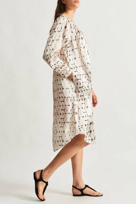 Silk Charmeuse Diamond Cream Masai Midi Dress