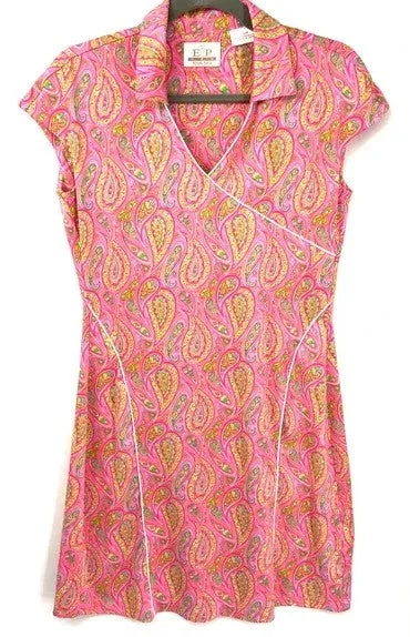 EP Pro Pink Paisley Cap Sleeve Dress Size M